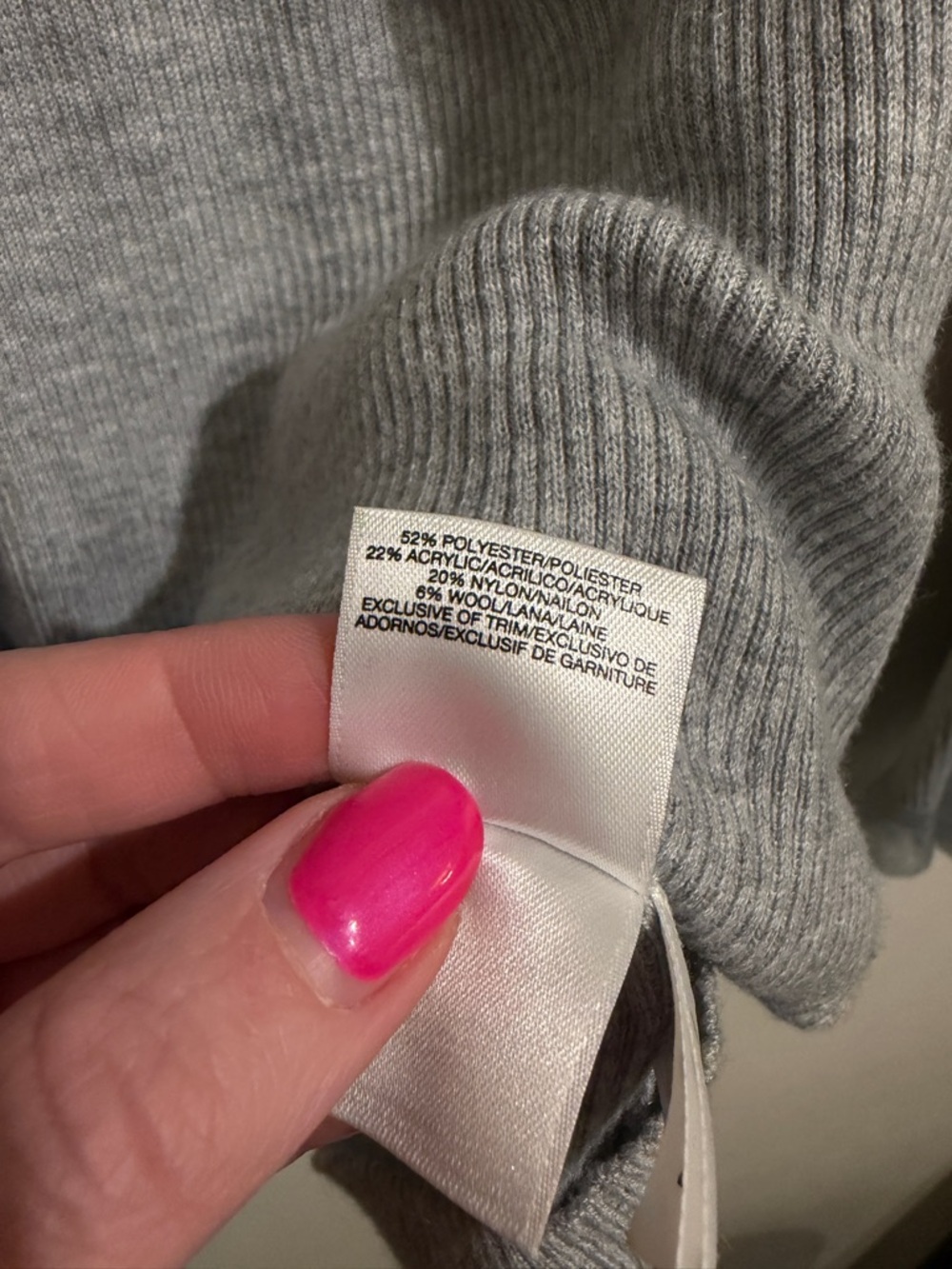 Anne Klein Light Gray Ribbed Mock Neck Sweater - Picture 7 of 7